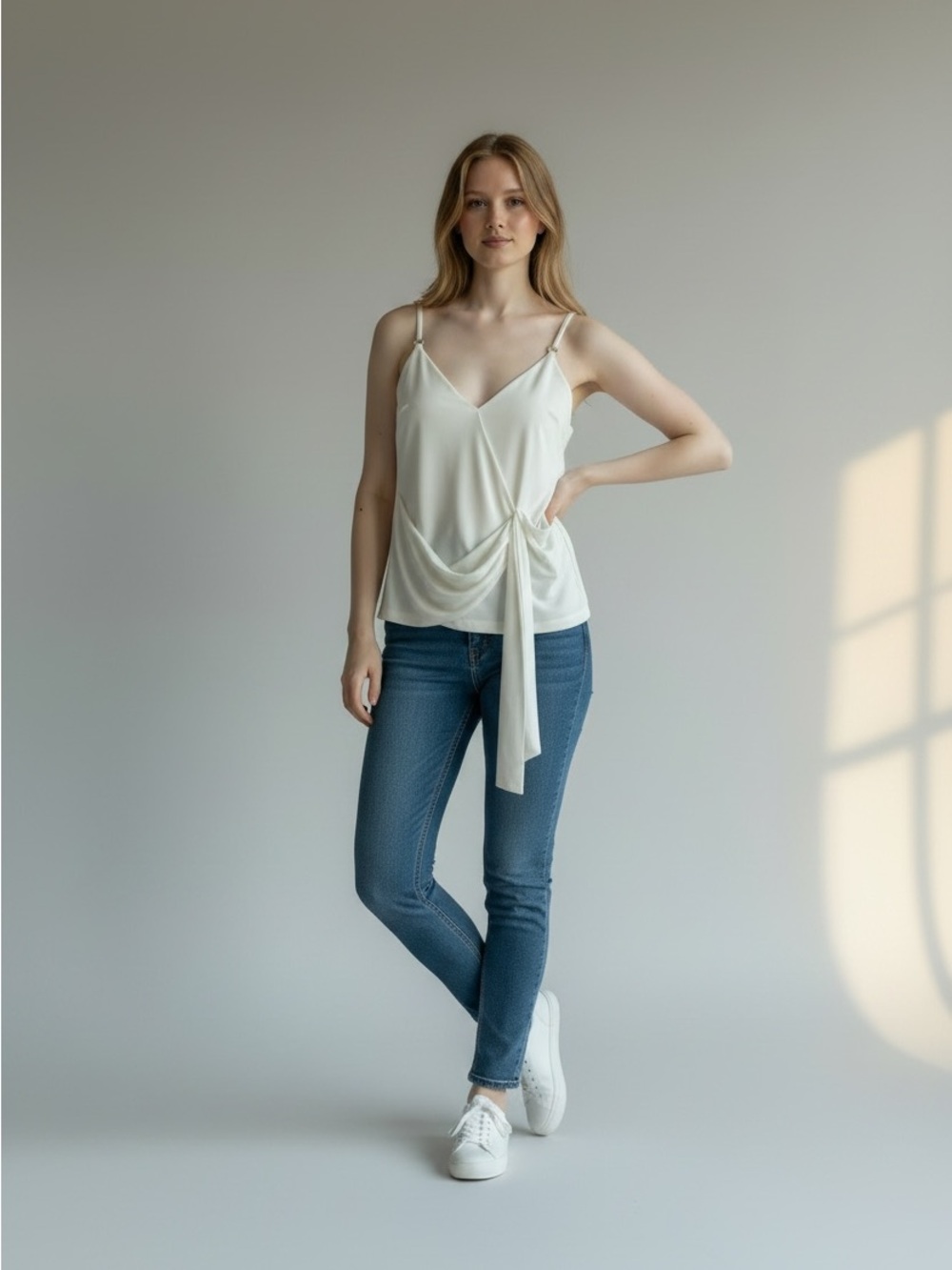 INC International Concepts Ivory Tie-Front Cami